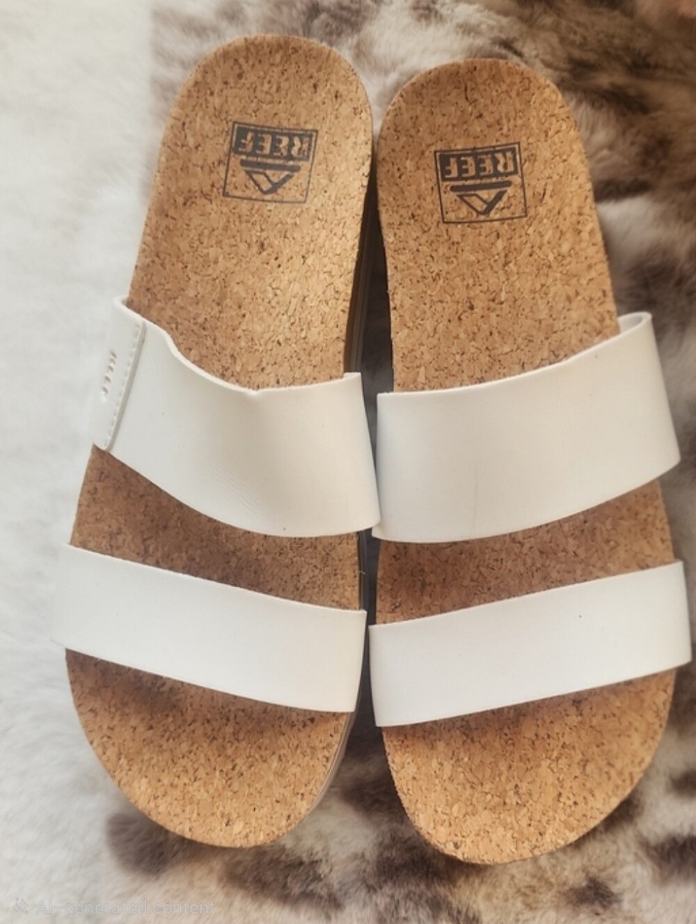 REEF Women's Cushion Vista Hi Platform Slide Sandals - White/Cork - Size 8 NWOT